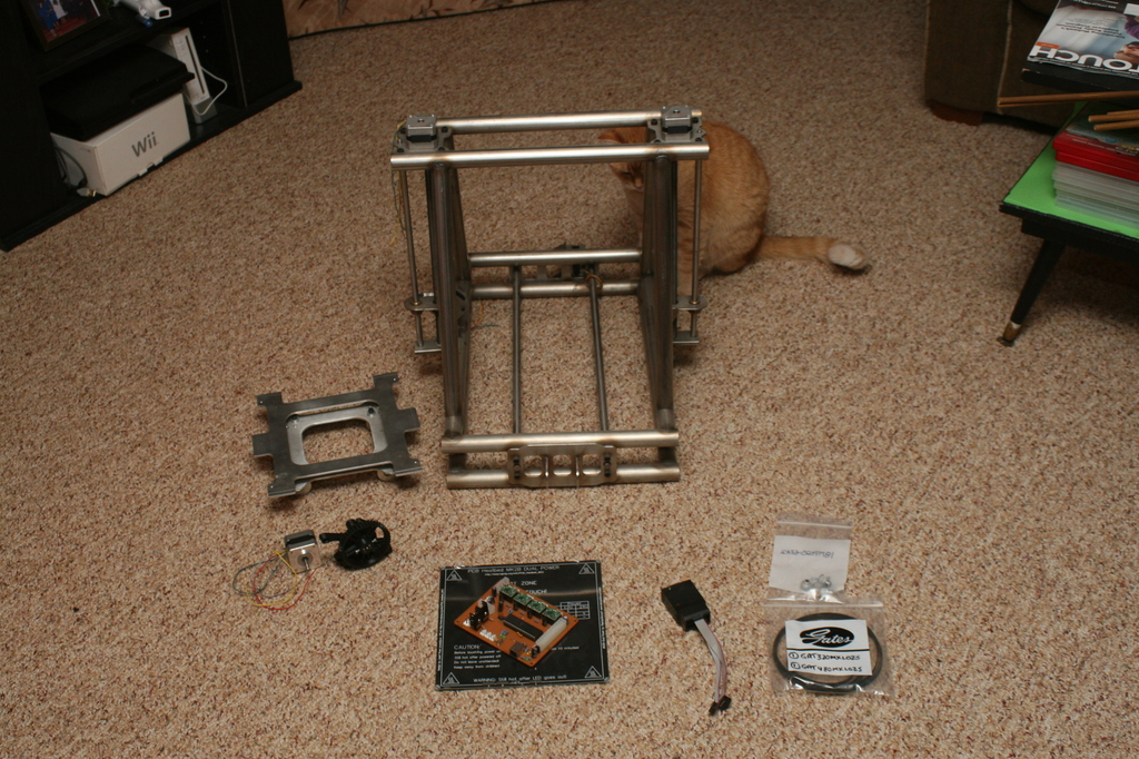 Over all shot of the printer and components.
